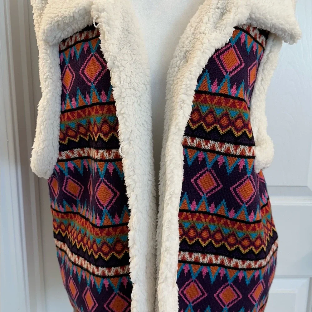 Johnny Was Yuya Sherpa Reversible Sweater Vest XL NWT $398‎